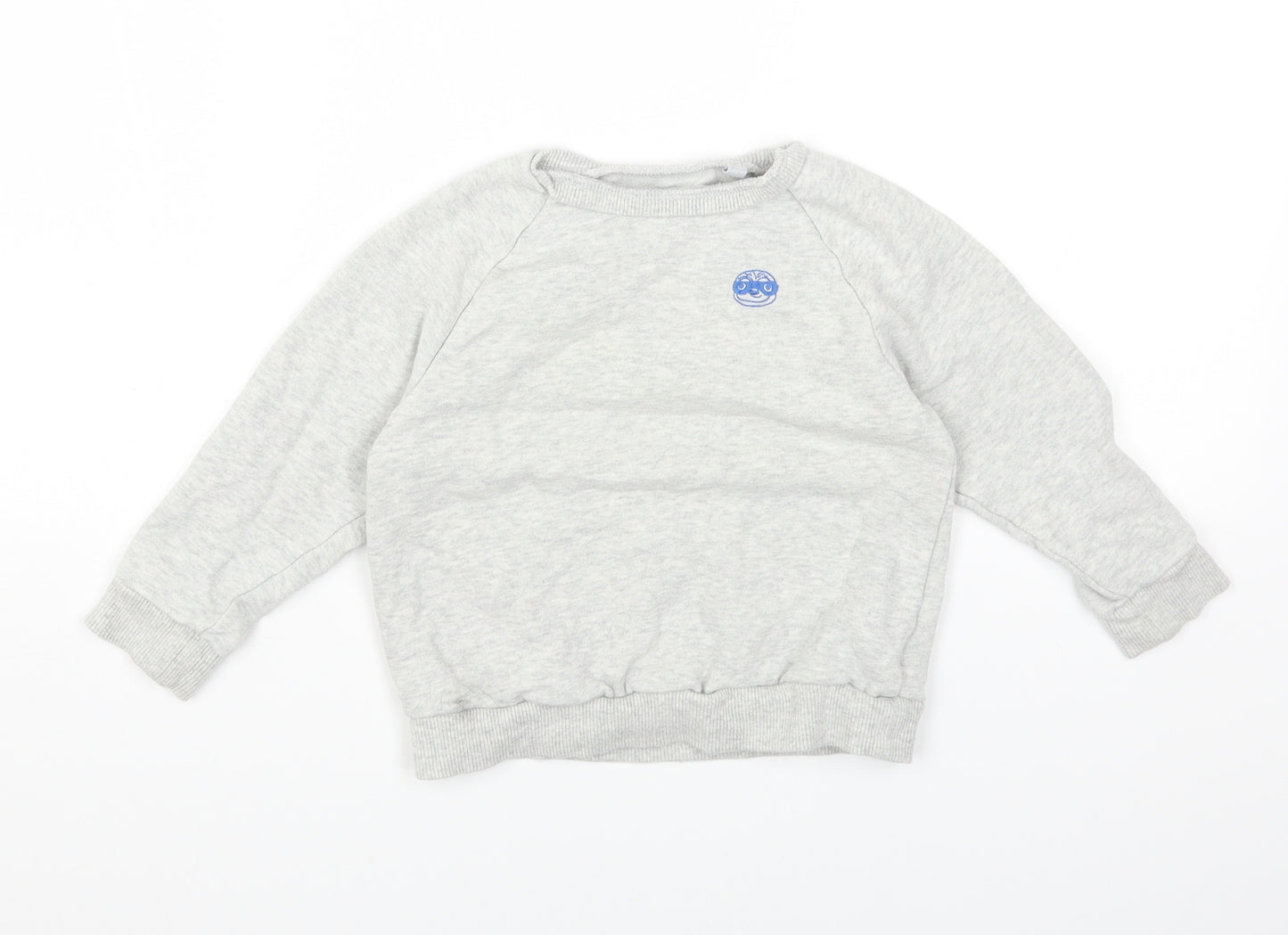 NEXT Boys Grey Round Neck Cotton Pullover Jumper Size 2-3 Years Pullover