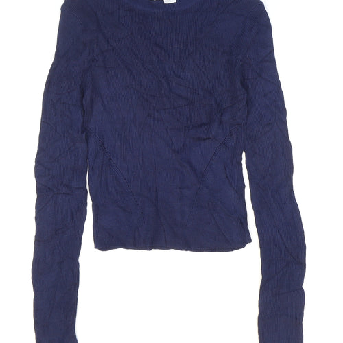 H&M Womens Blue Round Neck Acrylic Pullover Jumper Size 4