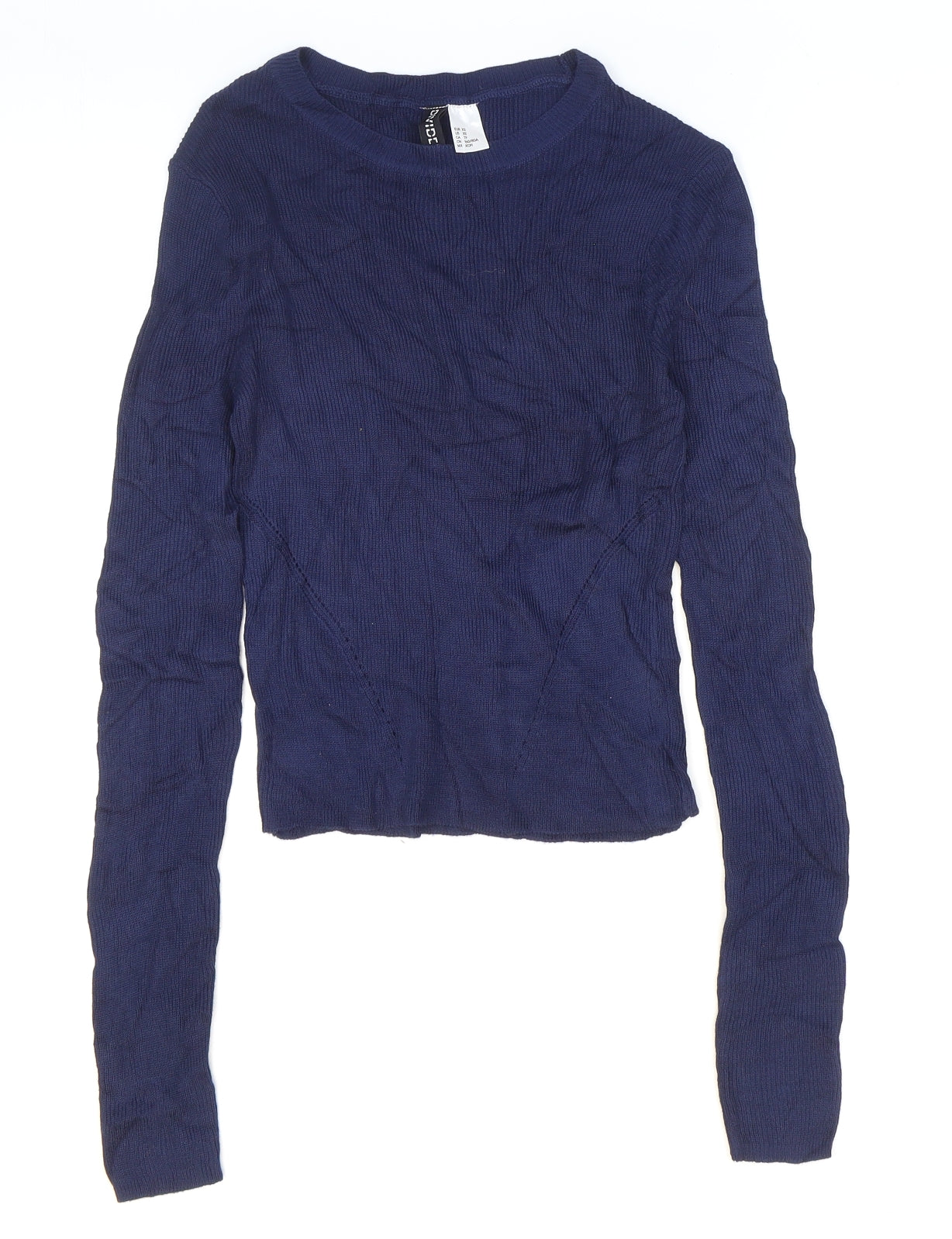 H&M Womens Blue Round Neck Acrylic Pullover Jumper Size 4