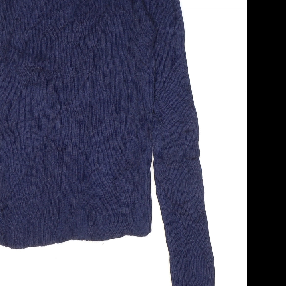 H&M Womens Blue Round Neck Acrylic Pullover Jumper Size 4