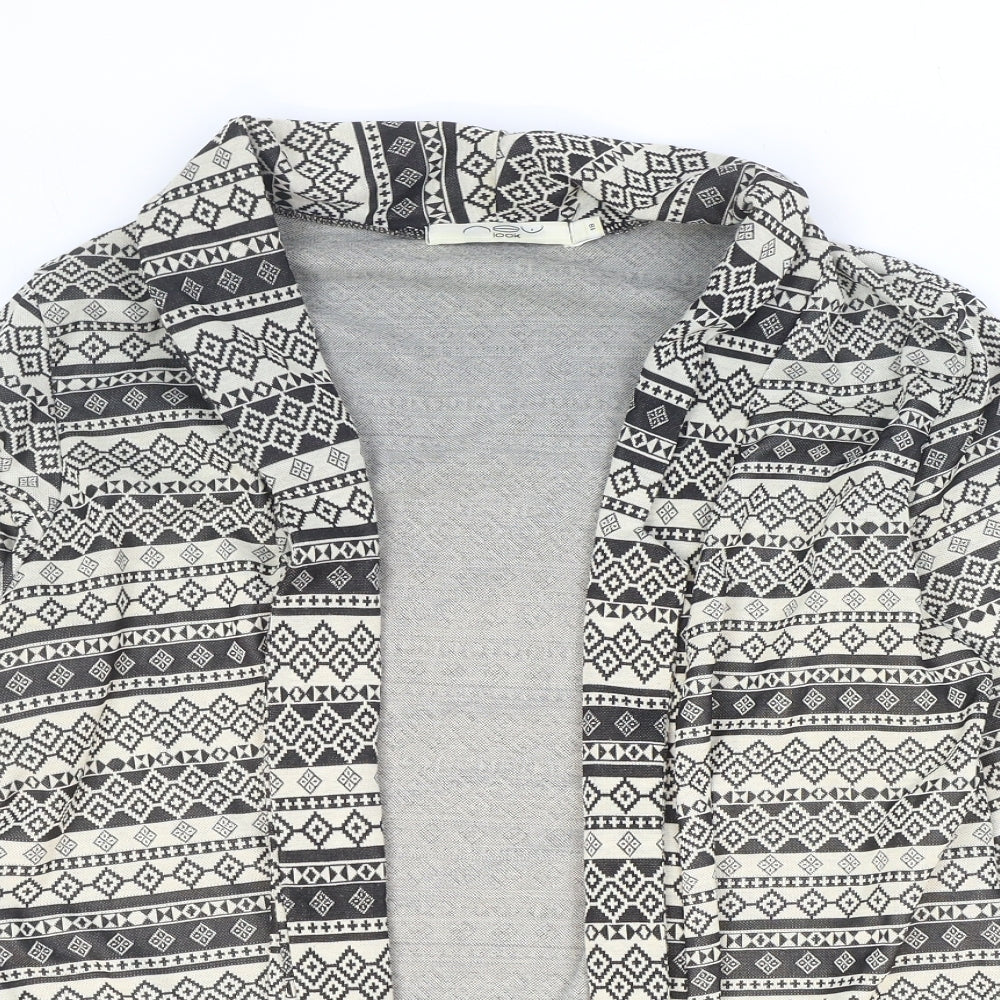 New Look Womens Black V-Neck Geometric Polyester Cardigan Jumper Size 18