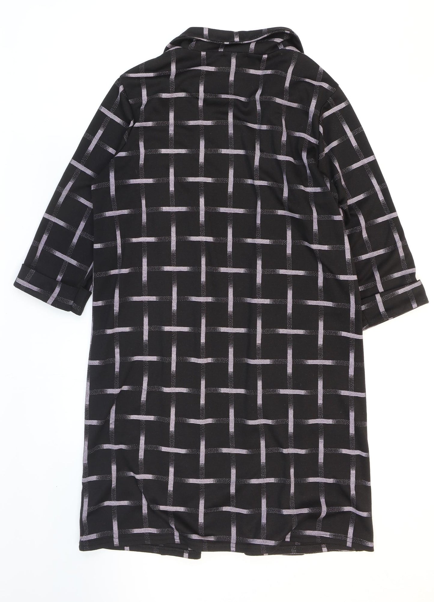 Ayanapa Womens Black V-Neck Geometric Polyester Cardigan Jumper Size 12