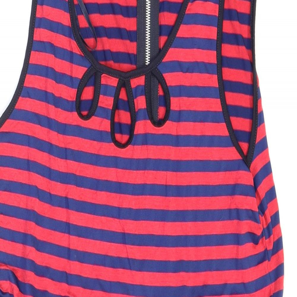 TG Womens Blue Striped Viscose Fit & Flare Size 18 Scoop Neck Zip