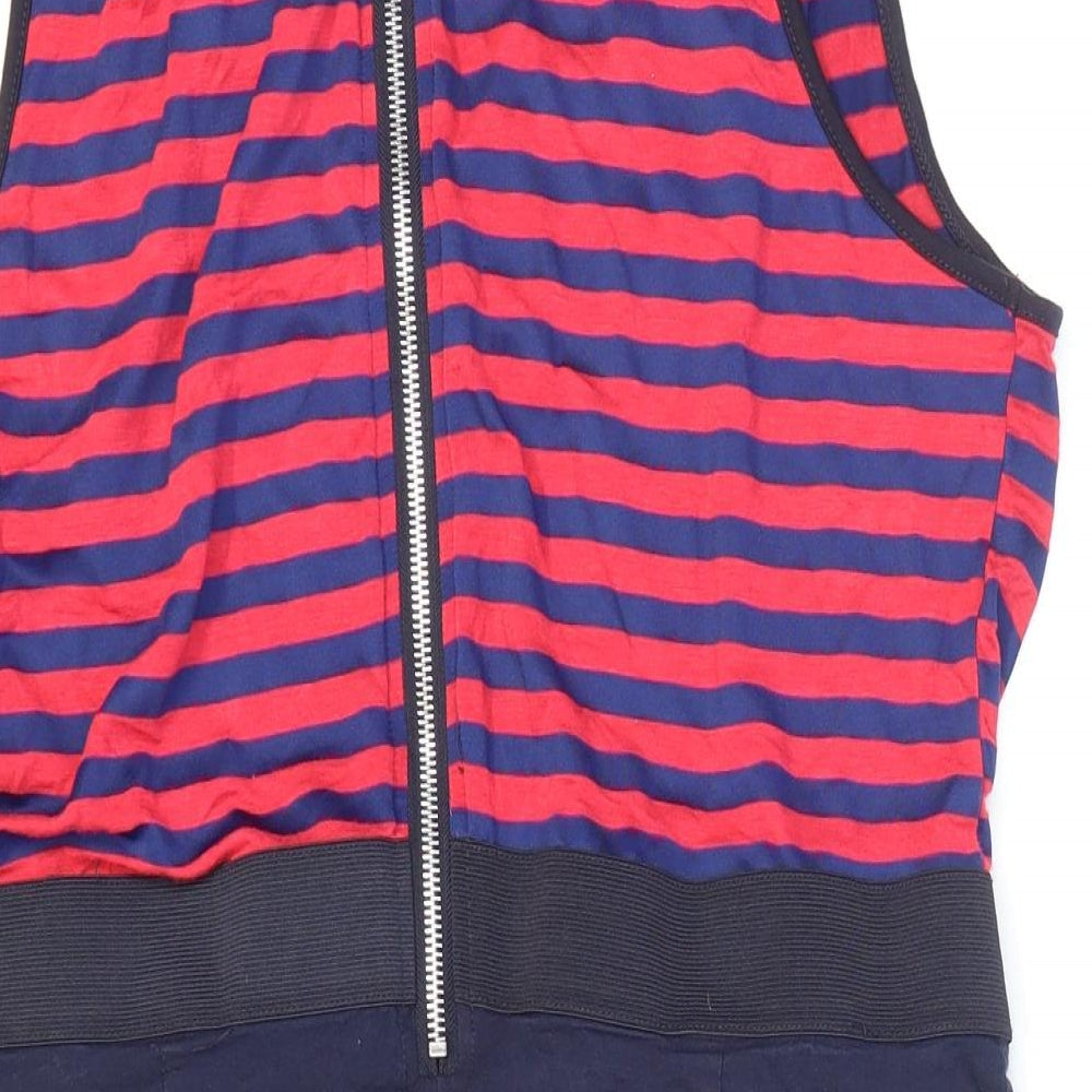 TG Womens Blue Striped Viscose Fit & Flare Size 18 Scoop Neck Zip
