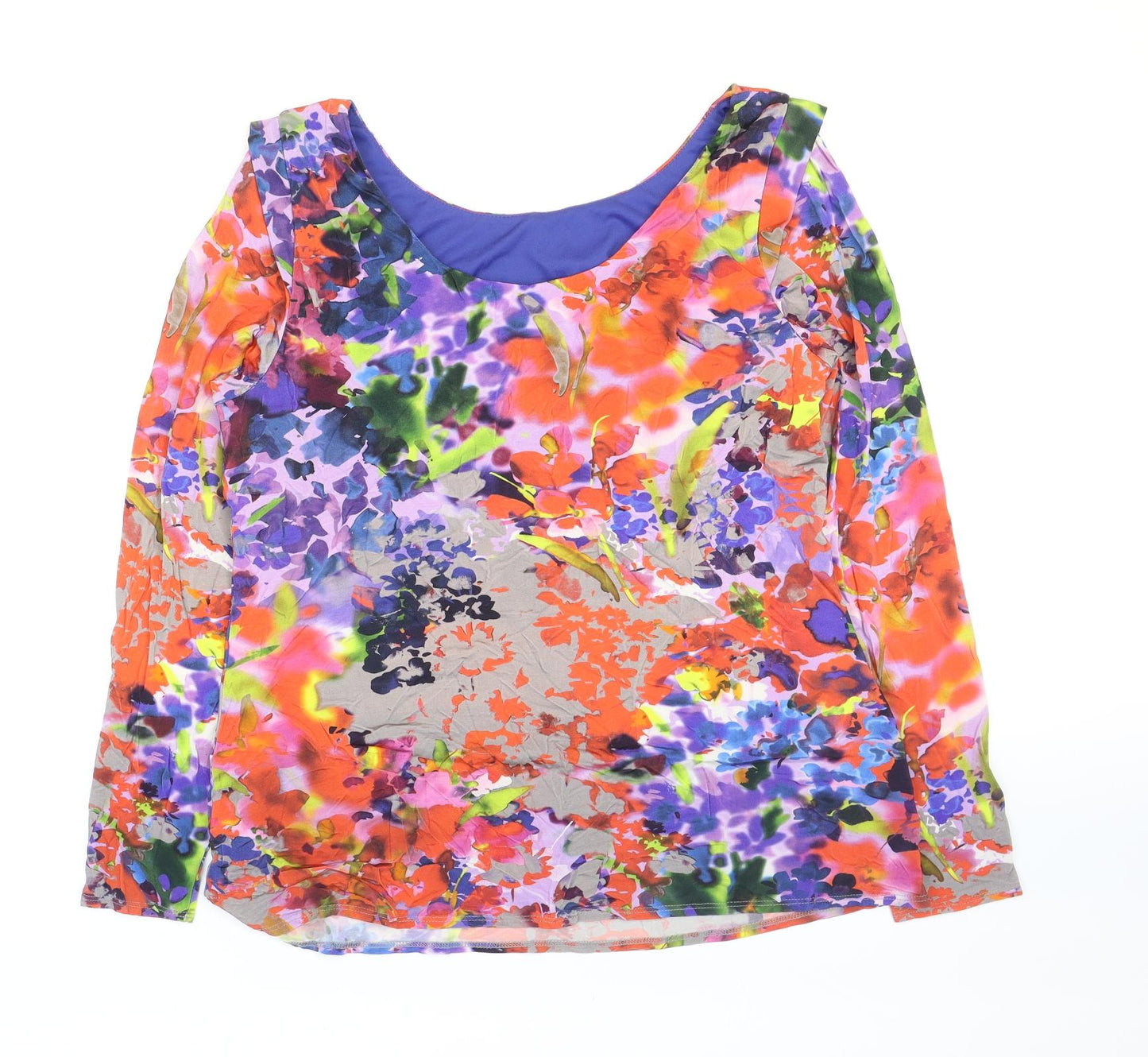 Per Una Womens Multicoloured Floral Viscose Basic T-Shirt Size 18 Scoop Neck