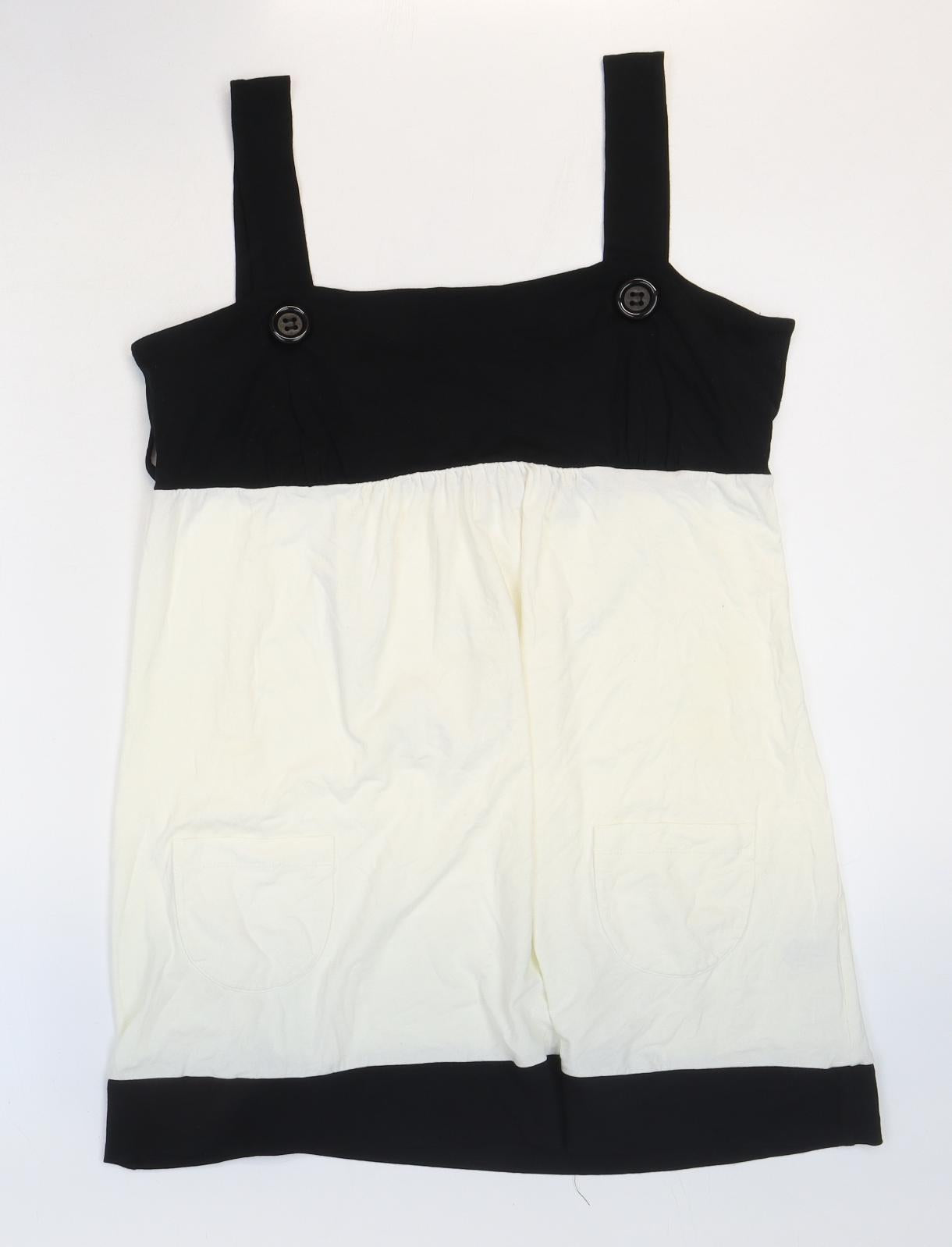 New Look Womens White Viscose Tunic Blouse Size 16 Square Neck