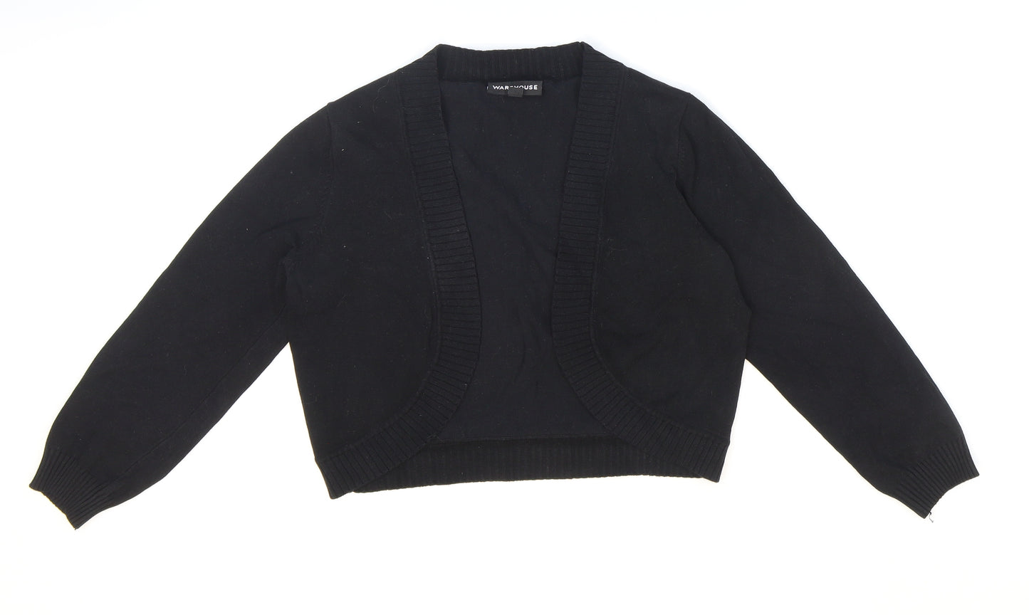 Warehouse Womens Black V-Neck Silk Cardigan Jumper Size 10