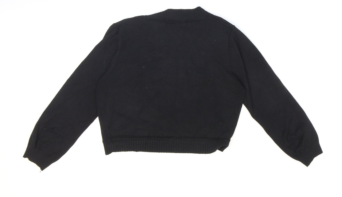 Warehouse Womens Black V-Neck Silk Cardigan Jumper Size 10
