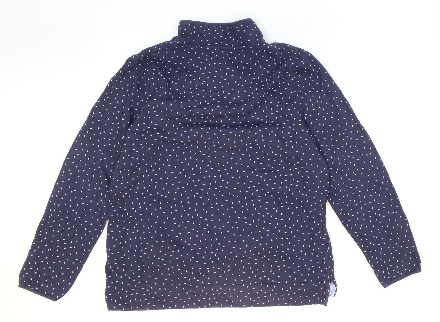 Crew Clothing Womens Blue Collared Polka Dot Cotton Pullover Jumper Size 14