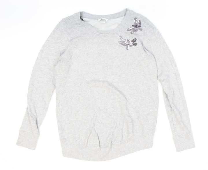 H&M Womens Grey Round Neck Cotton Pullover Jumper Size M - Dragonfly