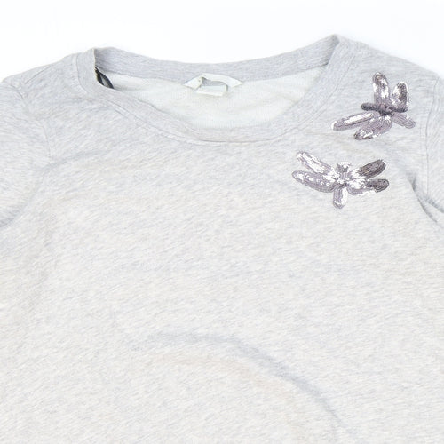 H&M Womens Grey Round Neck Cotton Pullover Jumper Size M - Dragonfly