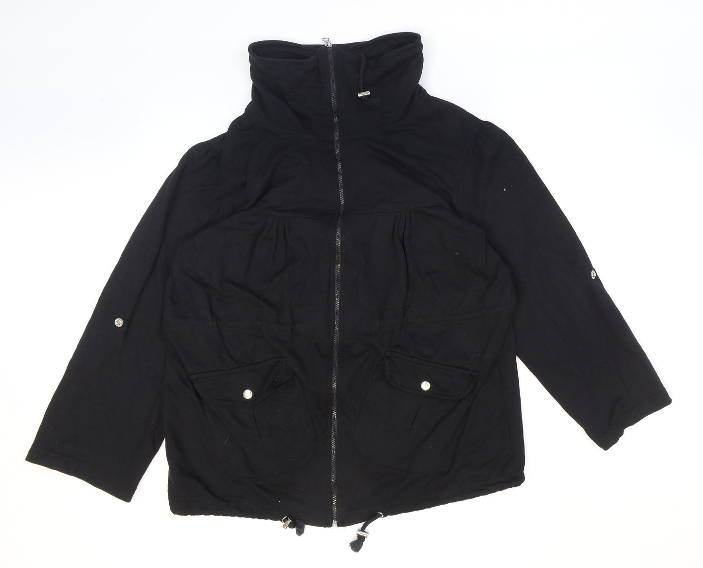 Yours Womens Black Cotton Full Zip Sweatshirt Size 16 Zip