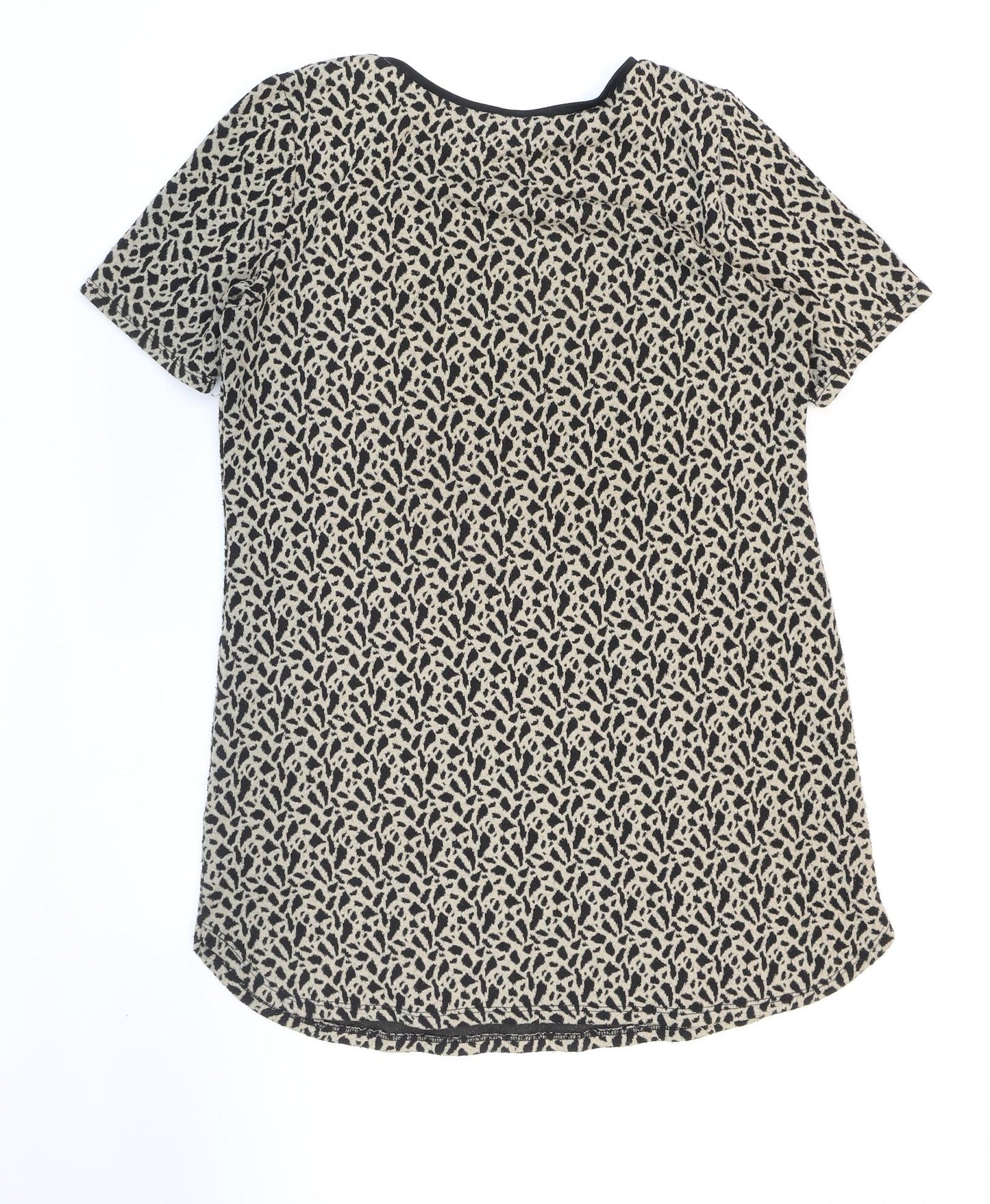 Dorothy Perkins Womens Brown Animal Print Viscose Tunic T-Shirt Size 12 Round Neck - Leopard Print