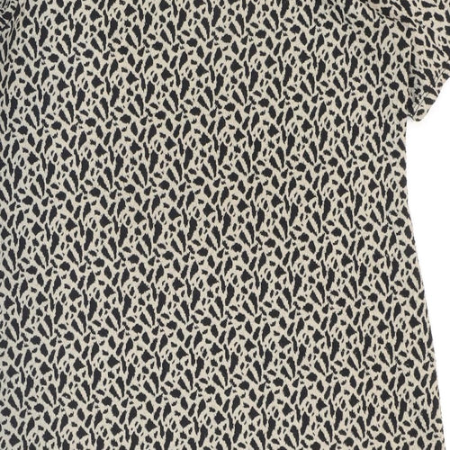 Dorothy Perkins Womens Brown Animal Print Viscose Tunic T-Shirt Size 12 Round Neck - Leopard Print