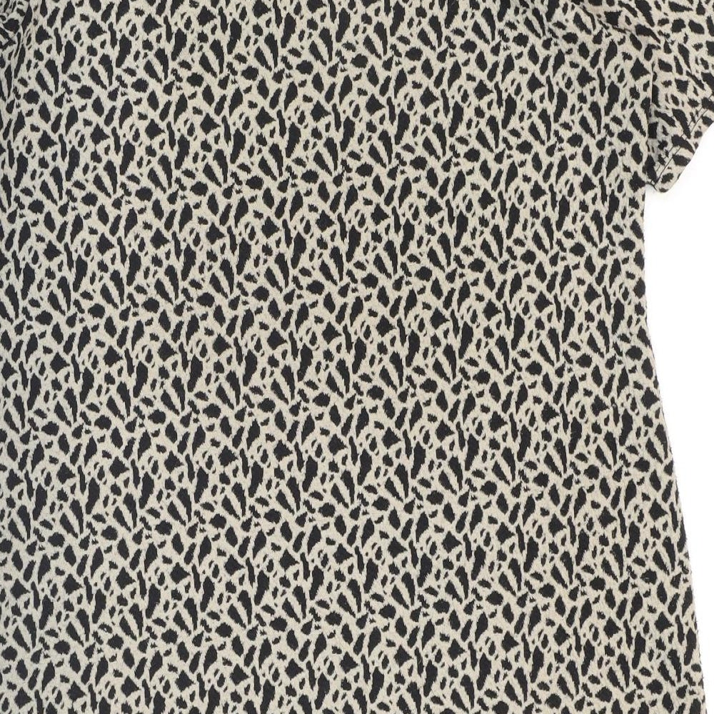 Dorothy Perkins Womens Brown Animal Print Viscose Tunic T-Shirt Size 12 Round Neck - Leopard Print