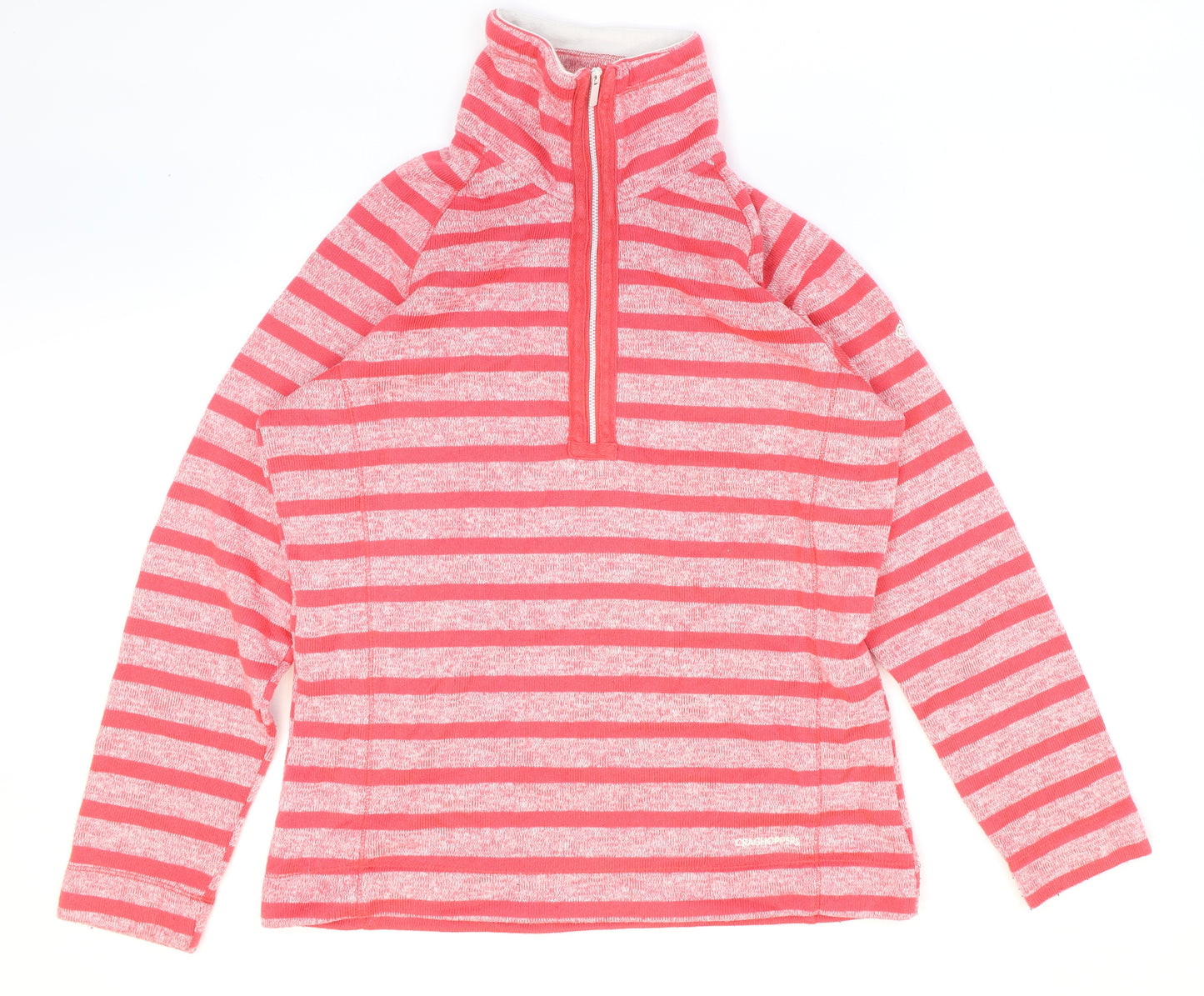 Craghoppers Womens Red Collared Striped Polyester Pullover Jumper Size 16