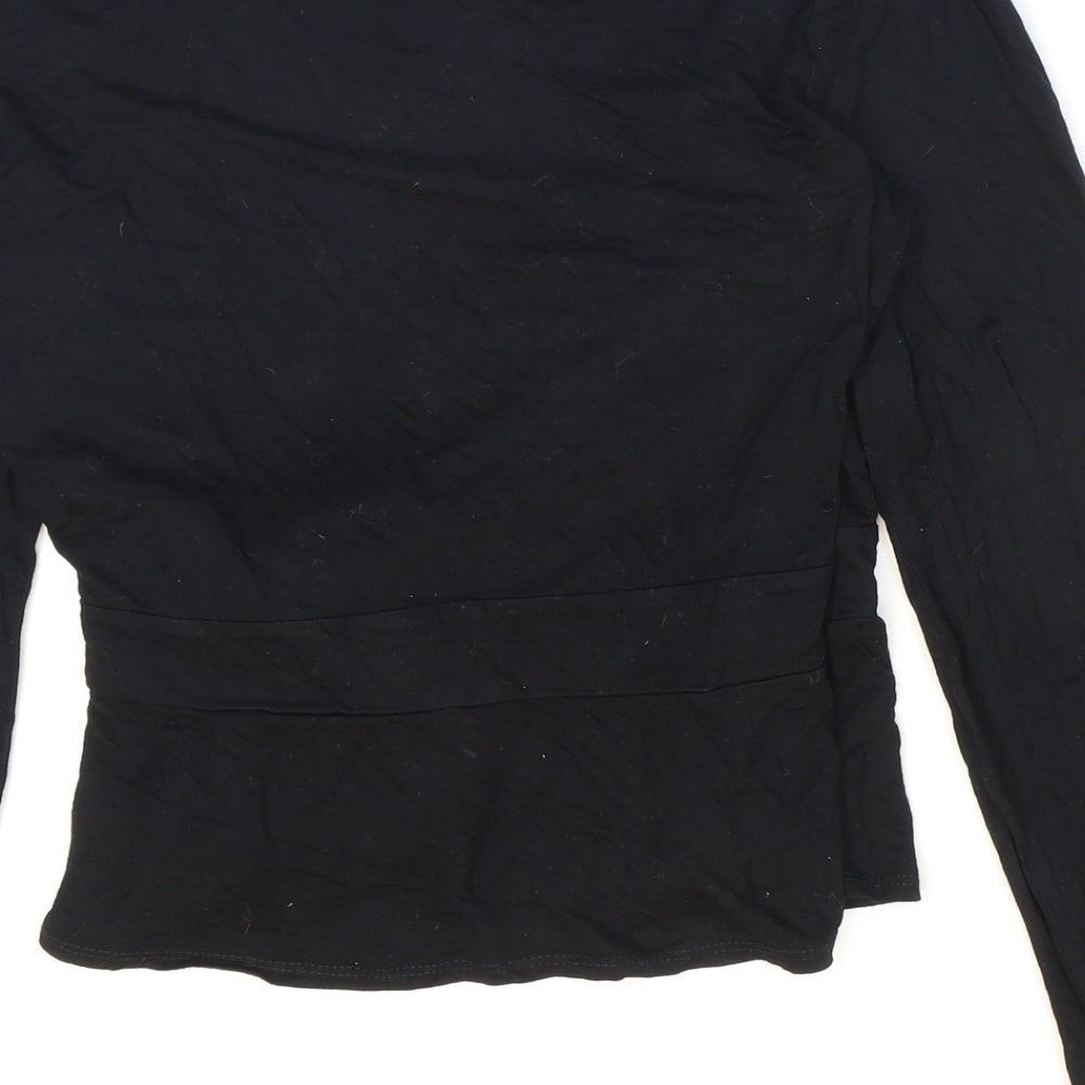 Laura Ashley Womens Black Viscose Wrap Blouse Size 14 V-Neck