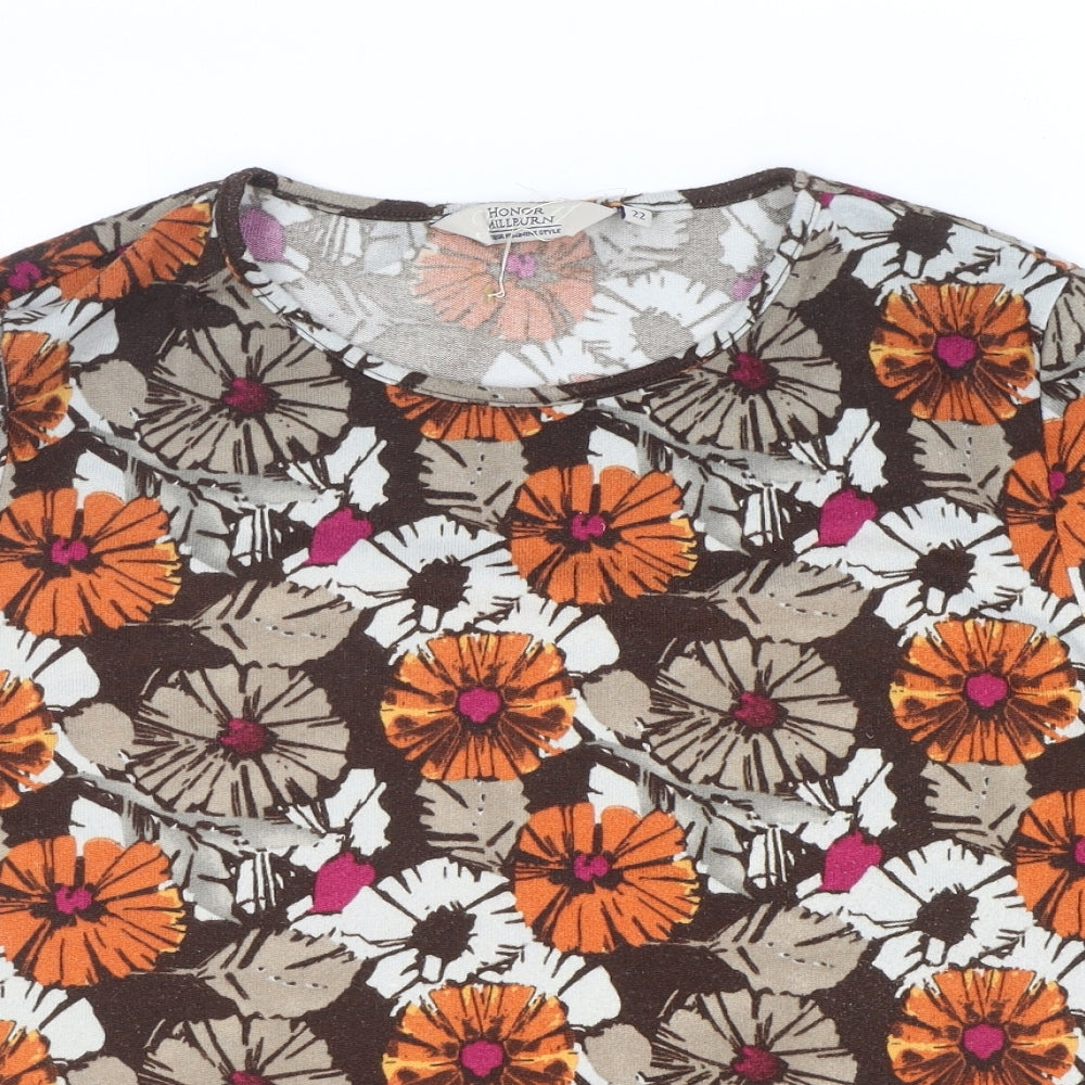 Honour Millburn Womens Multicoloured Floral Polyester Basic T-Shirt Size 22 Round Neck