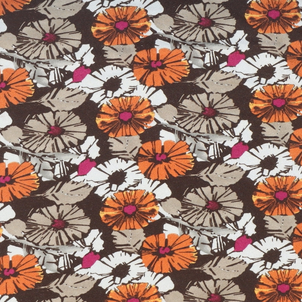 Honour Millburn Womens Multicoloured Floral Polyester Basic T-Shirt Size 22 Round Neck