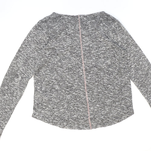 H&M Girls Grey Round Neck Polyester Pullover Jumper Size 12-13 Years Pullover - Cactus