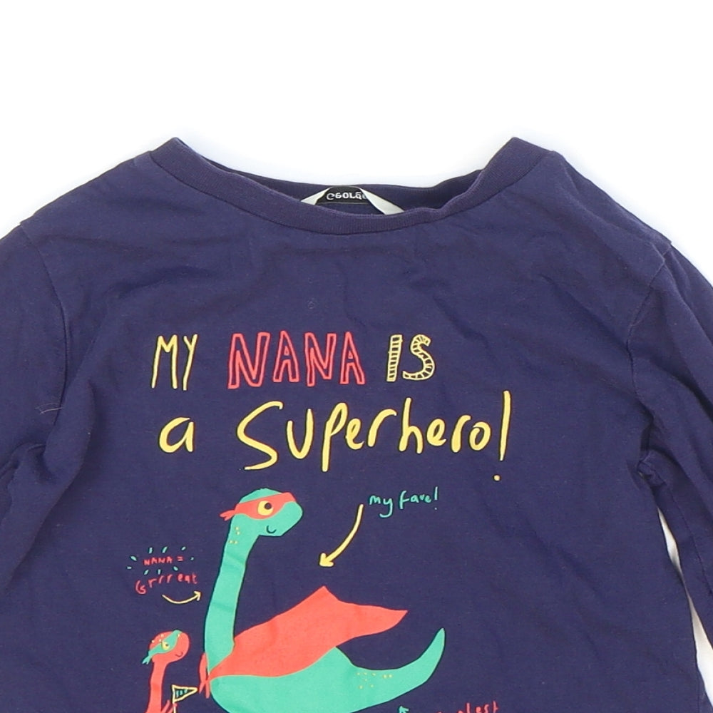 George Boys Blue 100% Cotton Basic T-Shirt Size 3-4 Years Round Neck Pullover - My Nana is a Superhero! Dinosaurs