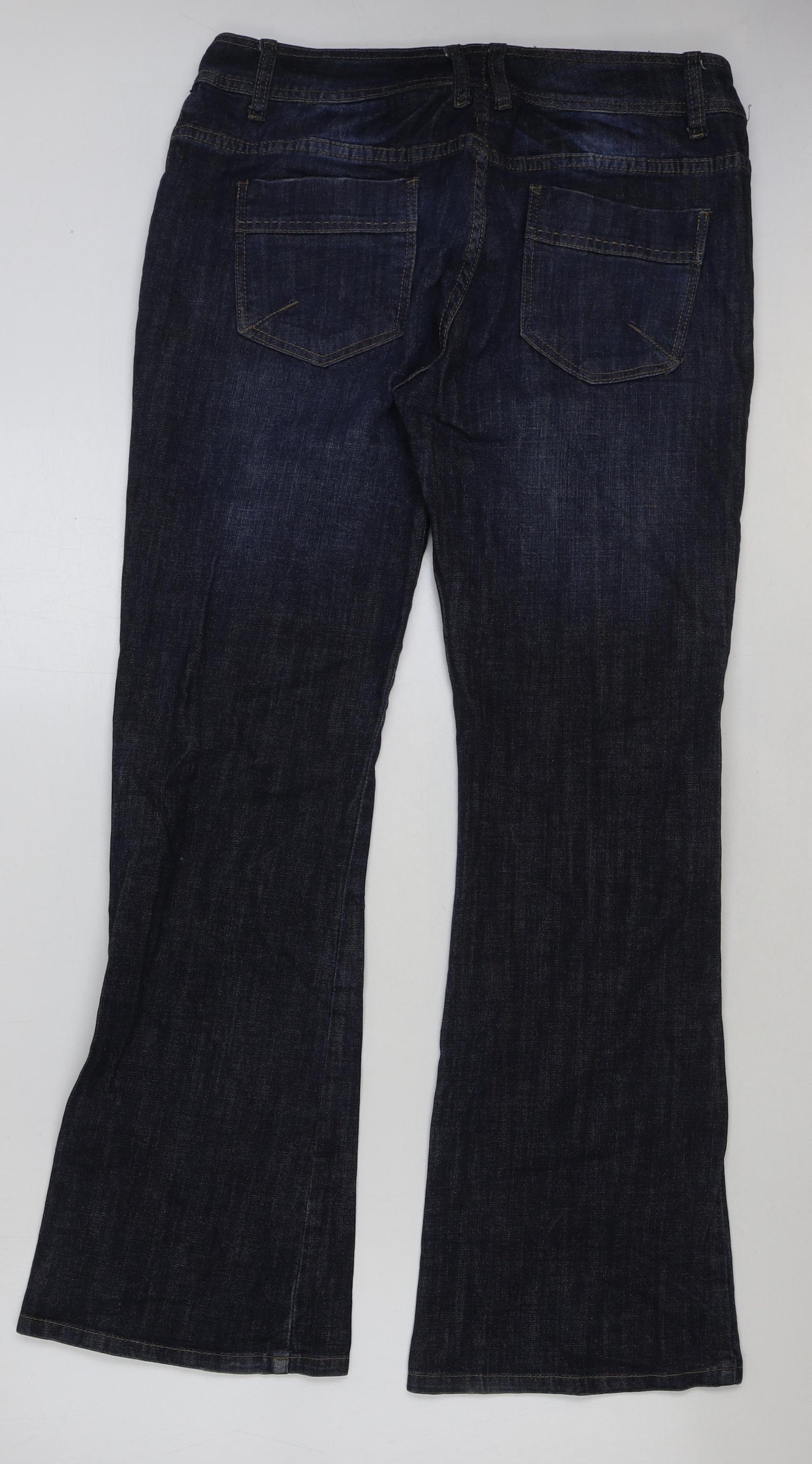 George Womens Blue Cotton Bootcut Jeans Size 14 L32 in Regular Button