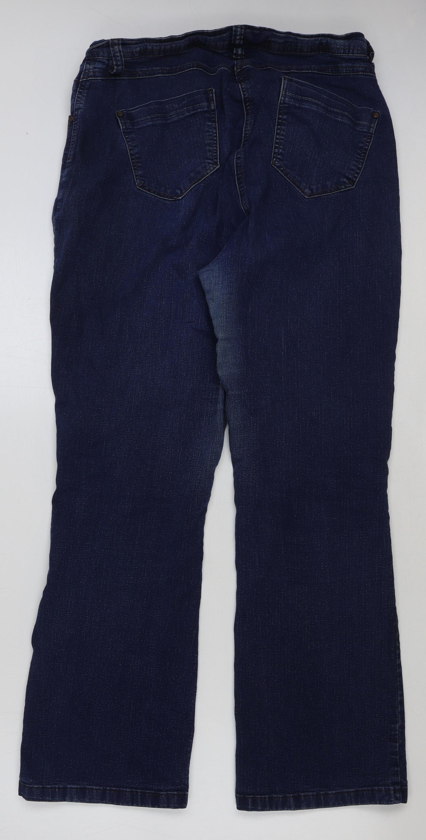 Marks and Spencer Womens Blue Cotton Bootcut Jeans Size 16 L30 in Regular Button