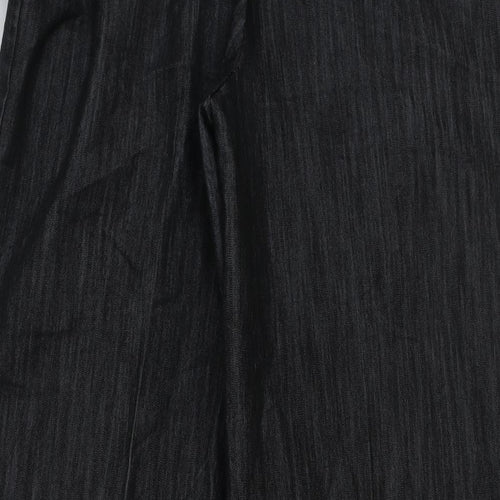 NEXT Womens Grey Cotton Wide-Leg Jeans Size 14 L28 in Regular Hook & Eye
