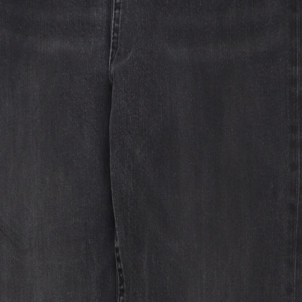 Marks and Spencer Womens Grey Cotton Straight Jeans Size 14 L30 in Regular Button