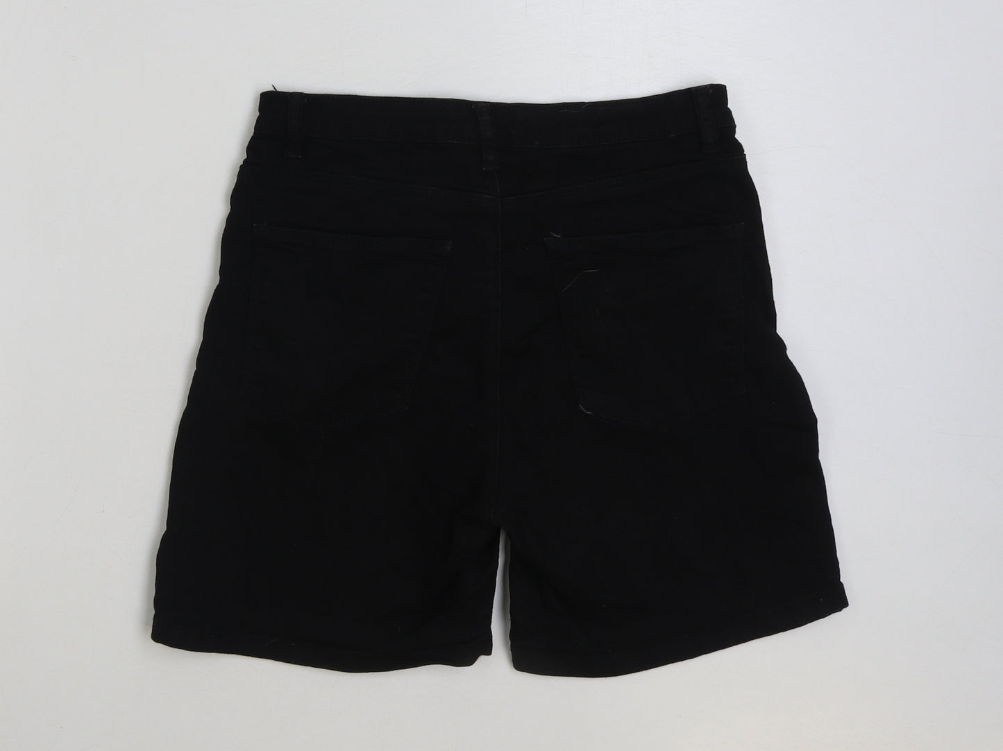 Peacocks Womens Black Cotton Bermuda Shorts Size 12 L6 in Regular Button