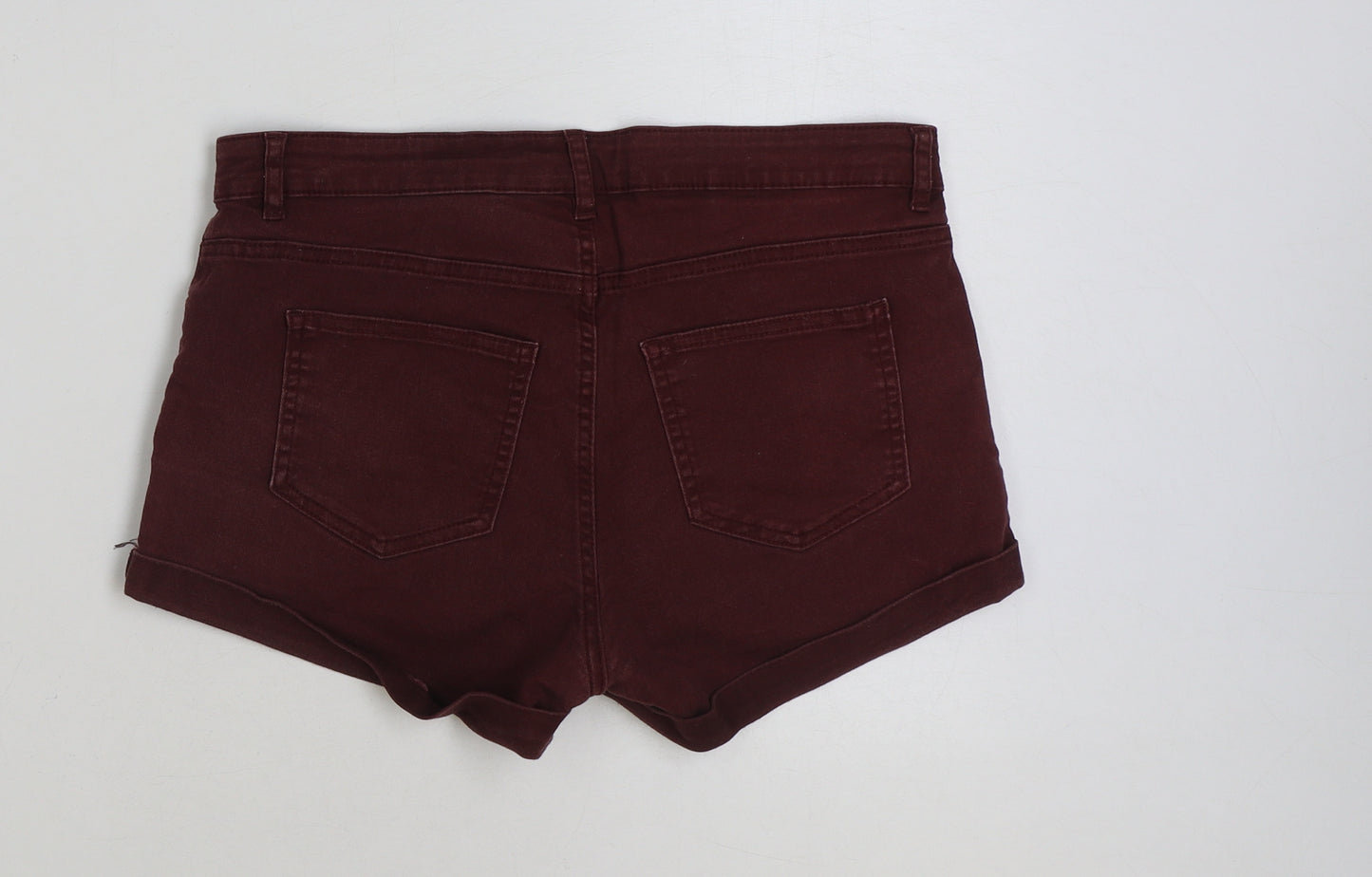 H&M Womens Red Cotton Bermuda Shorts Size 8 Regular Button