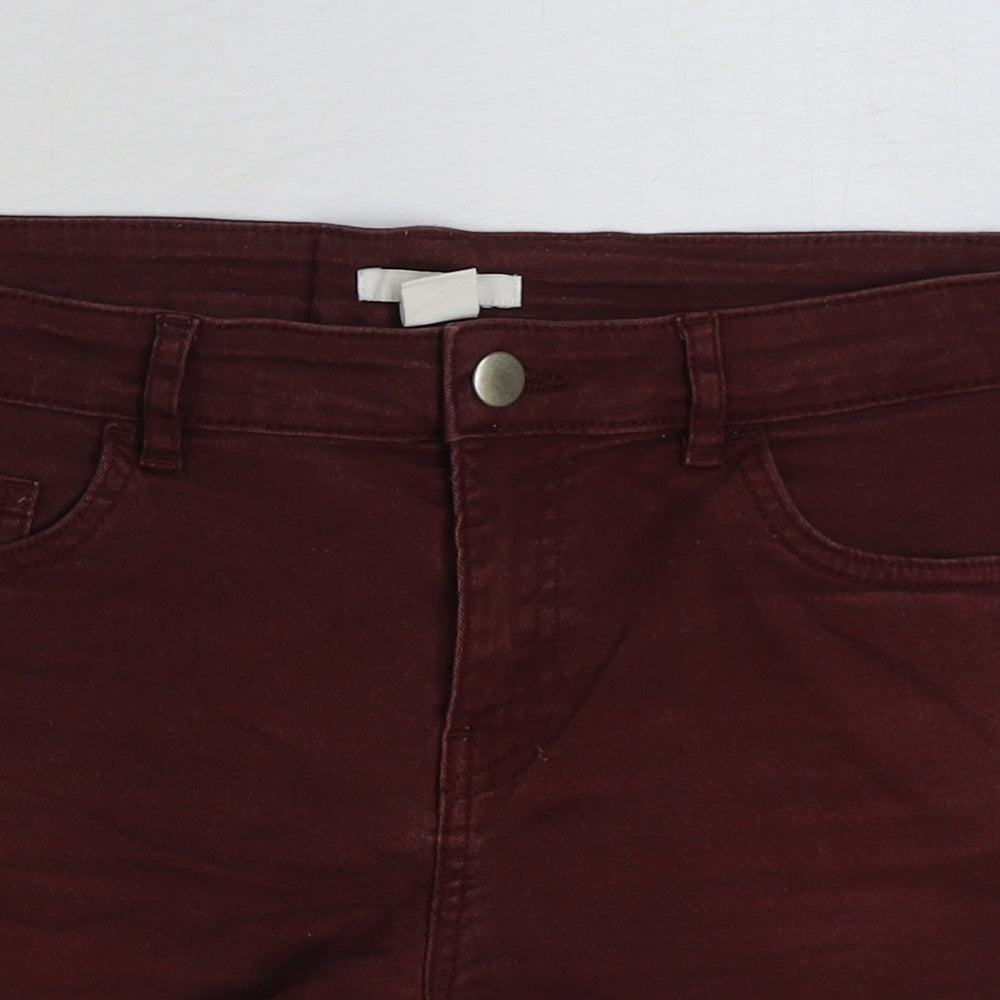 H&M Womens Red Cotton Bermuda Shorts Size 8 Regular Button