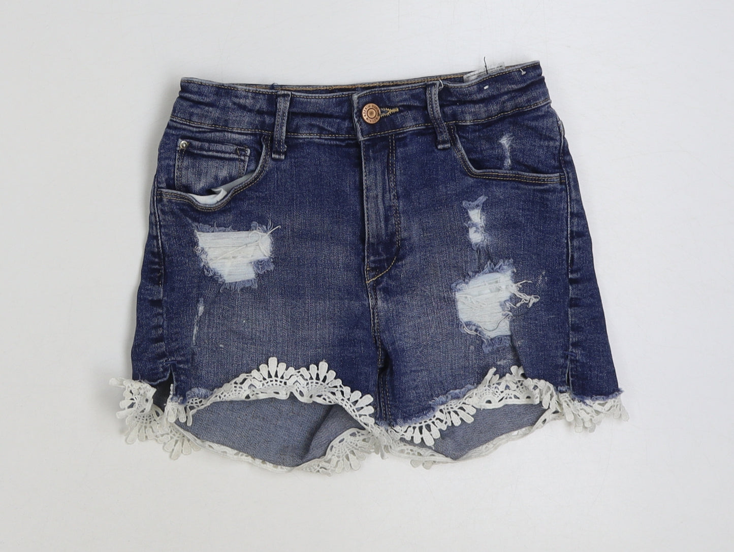 &denim Girls Blue Cotton Bermuda Shorts Size 10-11 Years Regular Zip