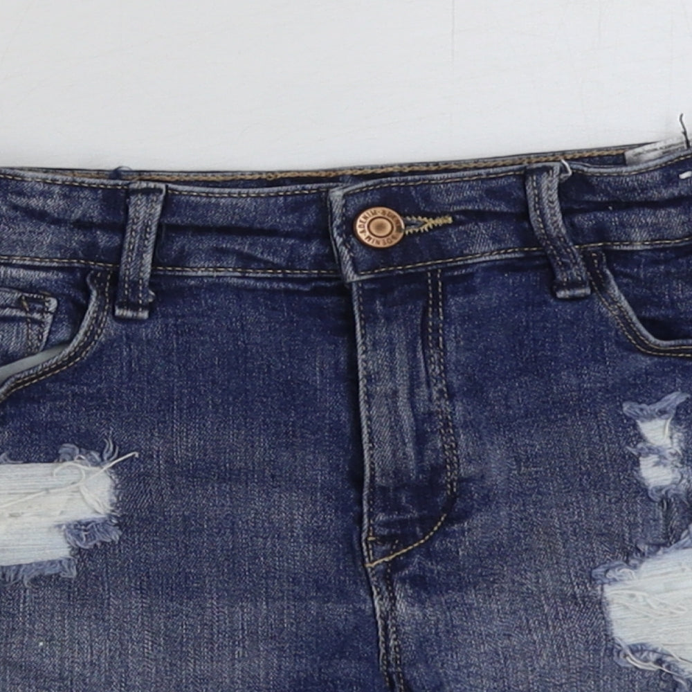 &denim Girls Blue Cotton Bermuda Shorts Size 10-11 Years Regular Zip