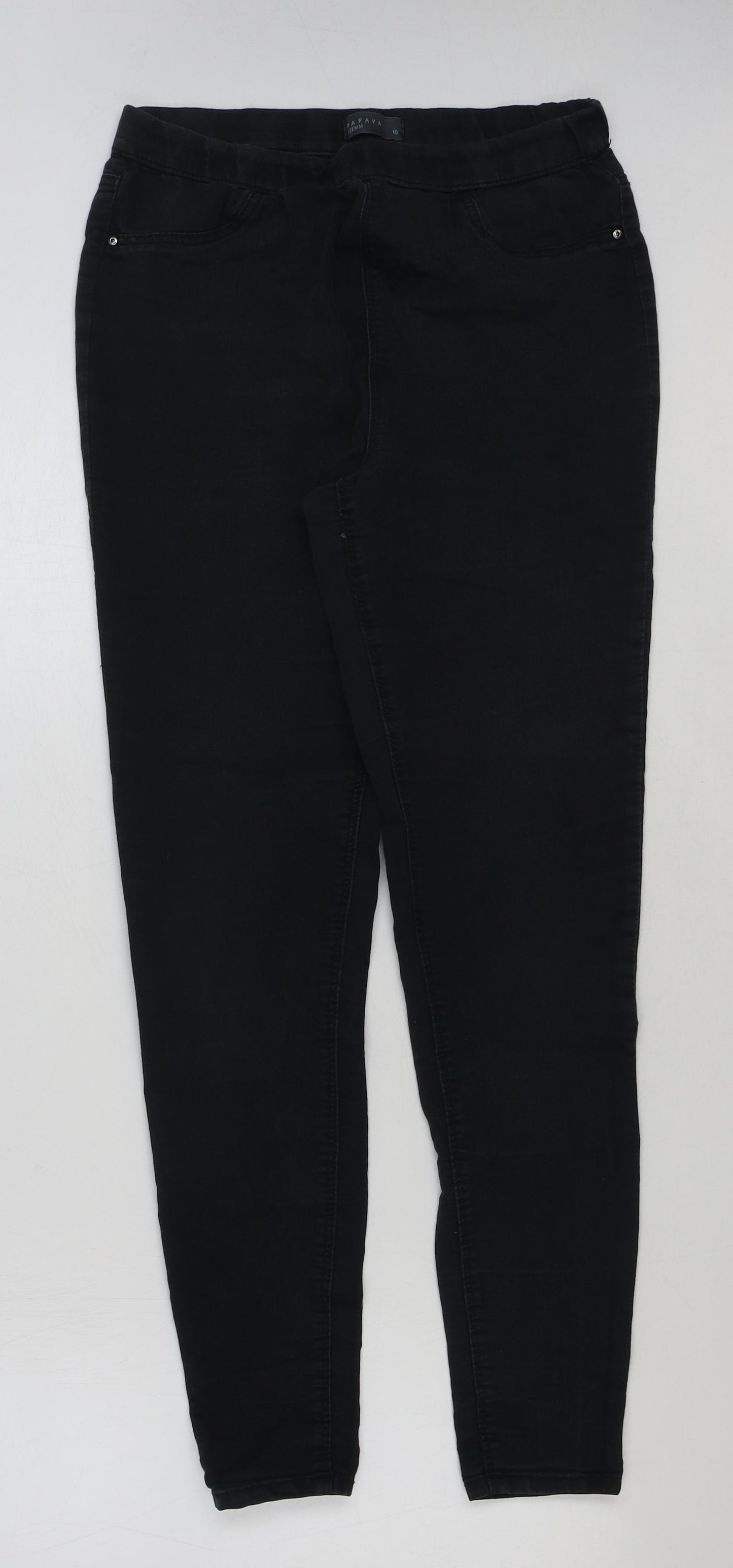 Papaya Womens Black Cotton Jegging Jeans Size 10 L29 in Regular