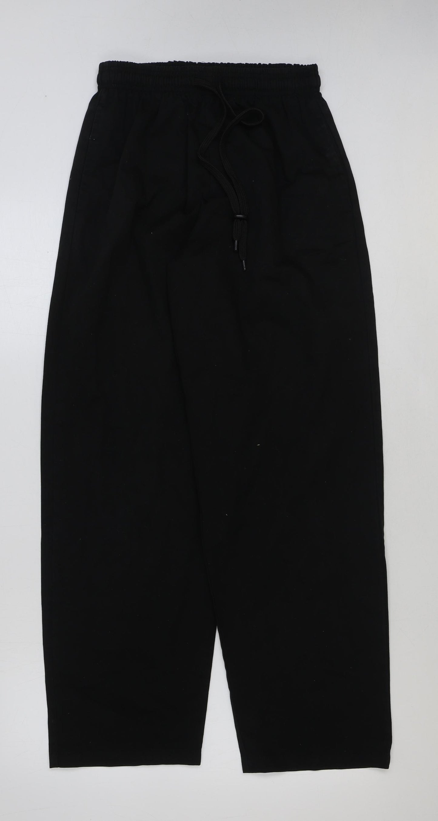 Preworn Mens Black Polyester Trousers Size M L30 in Regular Drawstring