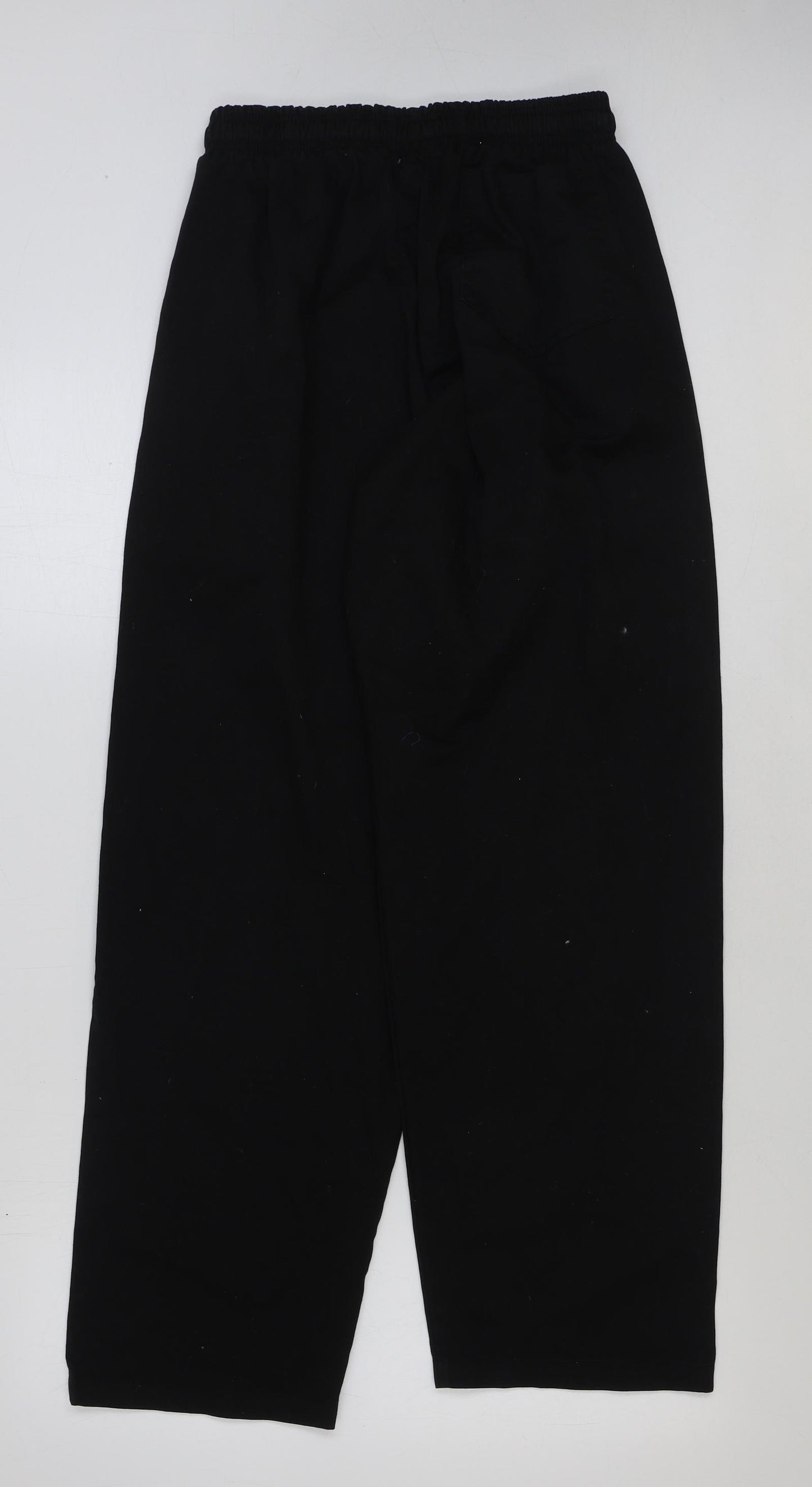 Preworn Mens Black Polyester Trousers Size M L30 in Regular Drawstring