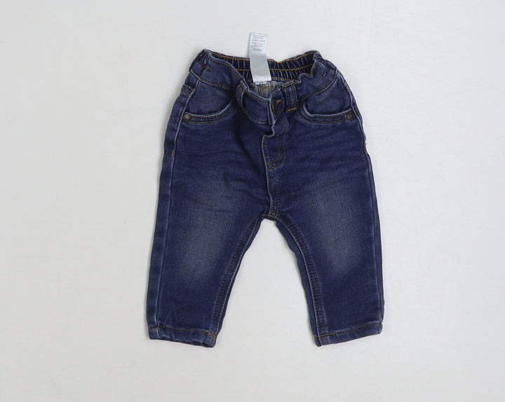 George Boys Blue Cotton Jeans Size 0-3 Months Pullover