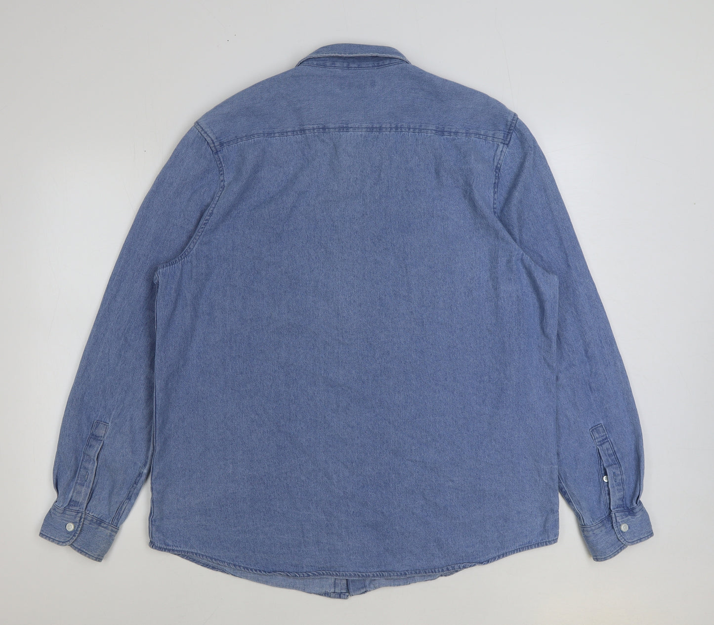 Denim & Co. Mens Blue Cotton Button-Up Size XL Collared Button