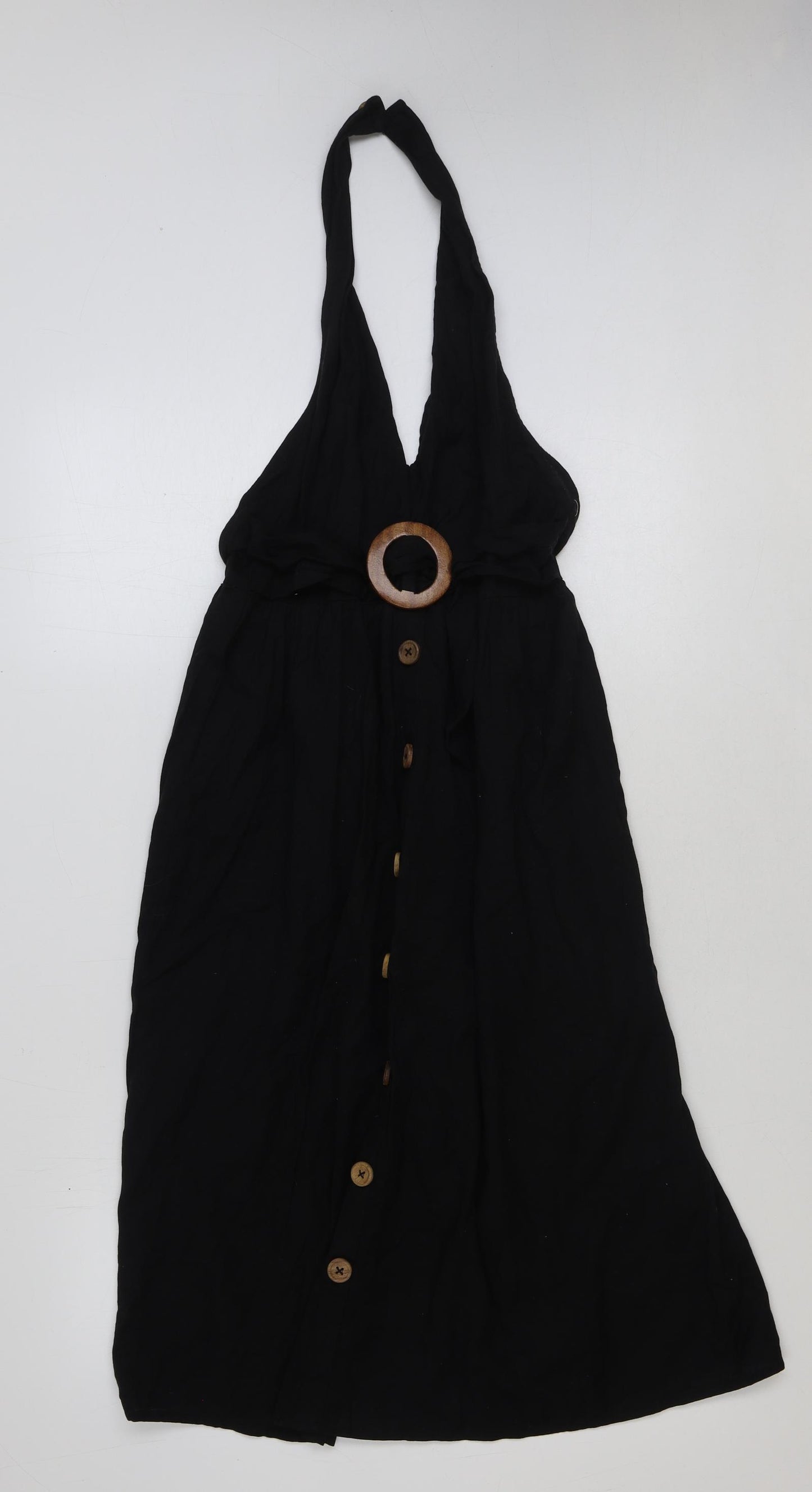 ASOS Womens Black Polyester Slip Dress Size 6 Halter Button