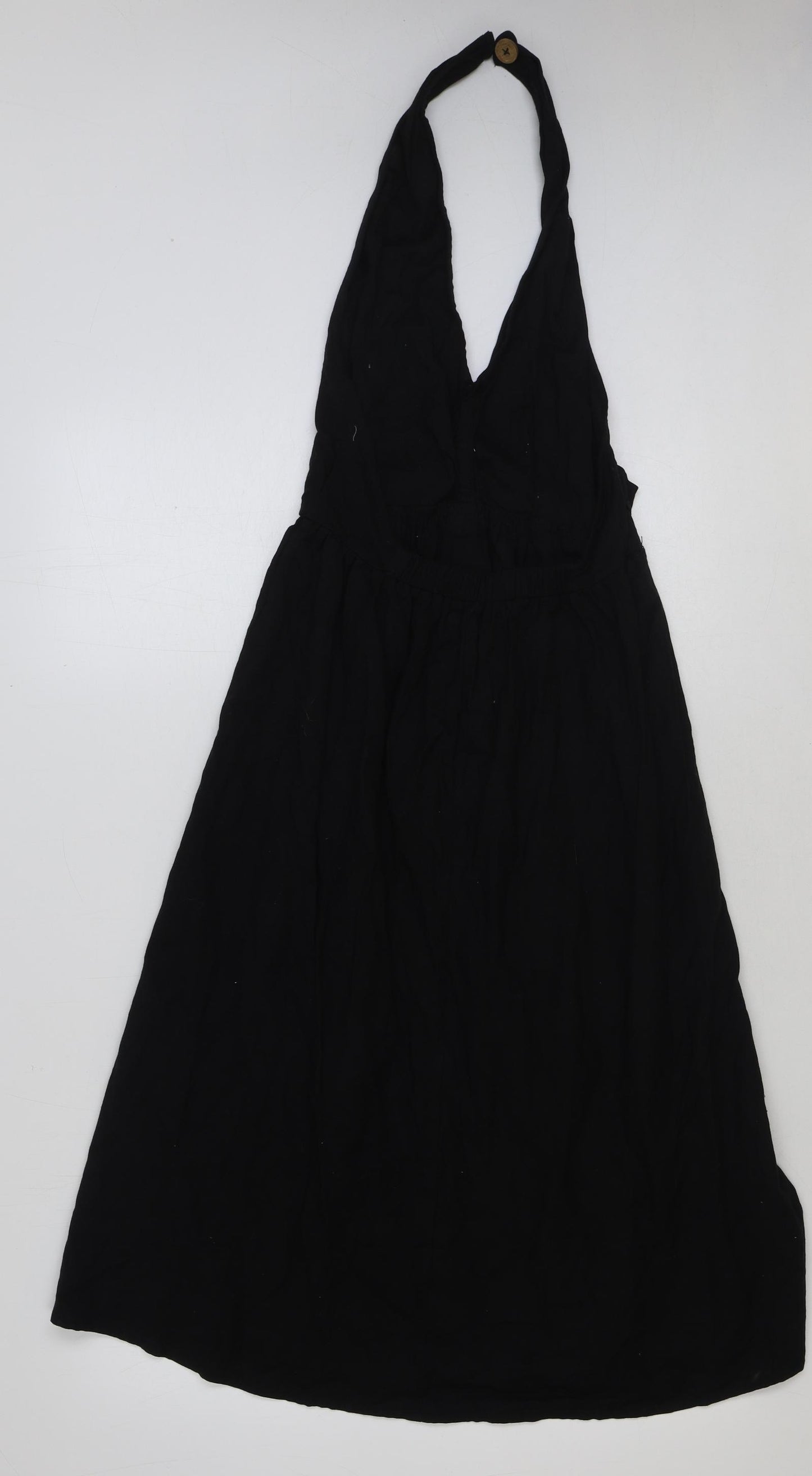 ASOS Womens Black Polyester Slip Dress Size 6 Halter Button