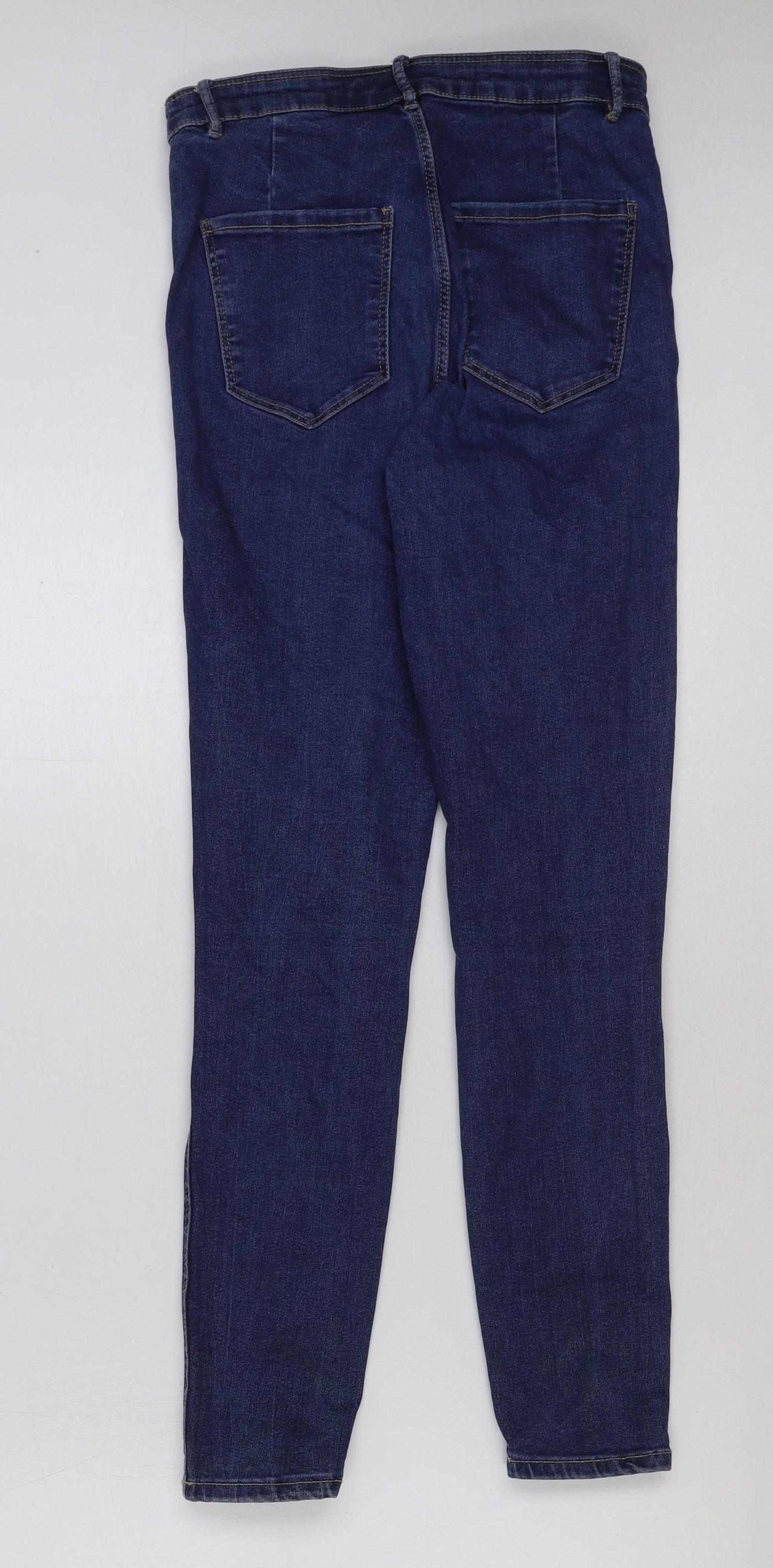 Zara Womens Blue Cotton Skinny Jeans Size 10 L28 in Regular Button