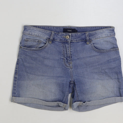 NEXT Womens Blue Cotton Bermuda Shorts Size 12 L5 in Regular Button