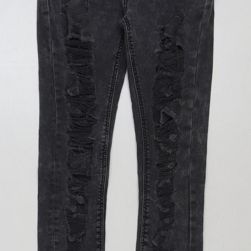 Zara Womens Grey Cotton Skinny Jeans Size 8 L27 in Regular Button