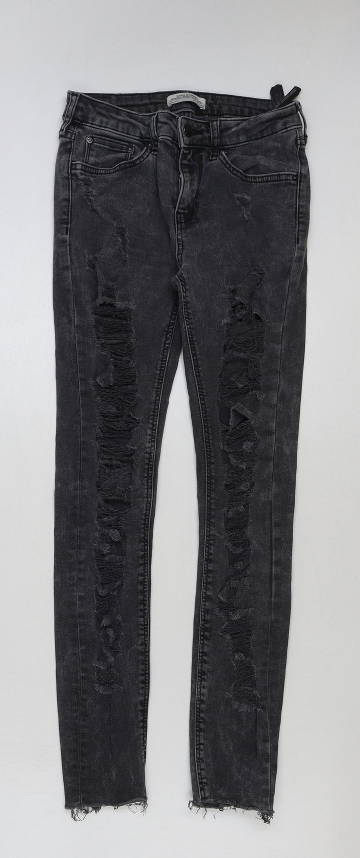 Zara Womens Grey Cotton Skinny Jeans Size 8 L27 in Regular Button