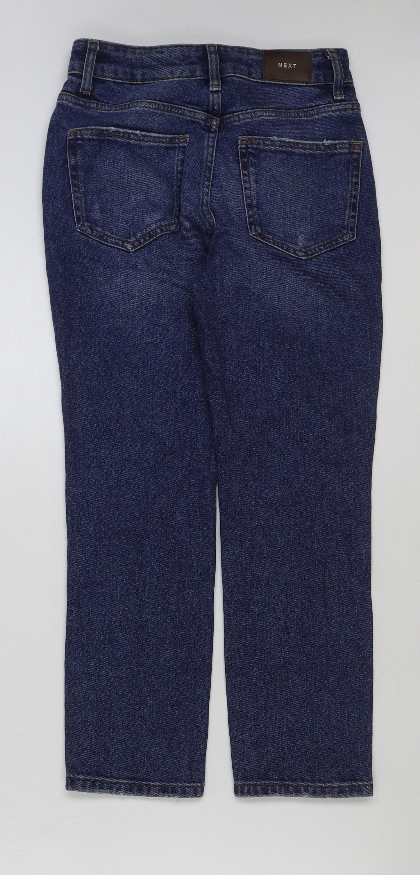 NEXT Womens Blue Cotton Straight Jeans Size 6 L25 in Regular Button
