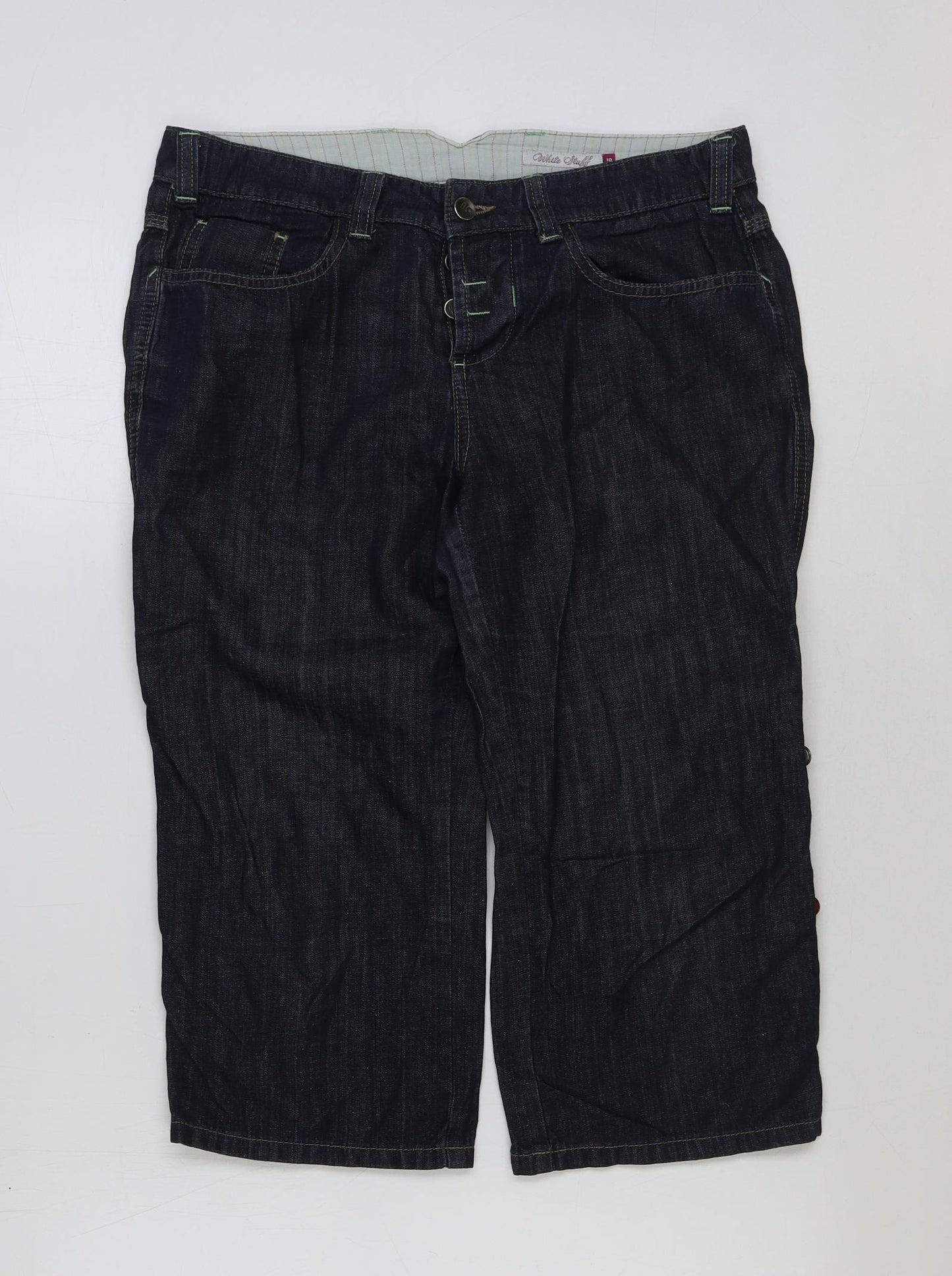 White Stuff Womens Blue Cotton Bermuda Shorts Size 10 L20 in Regular Button