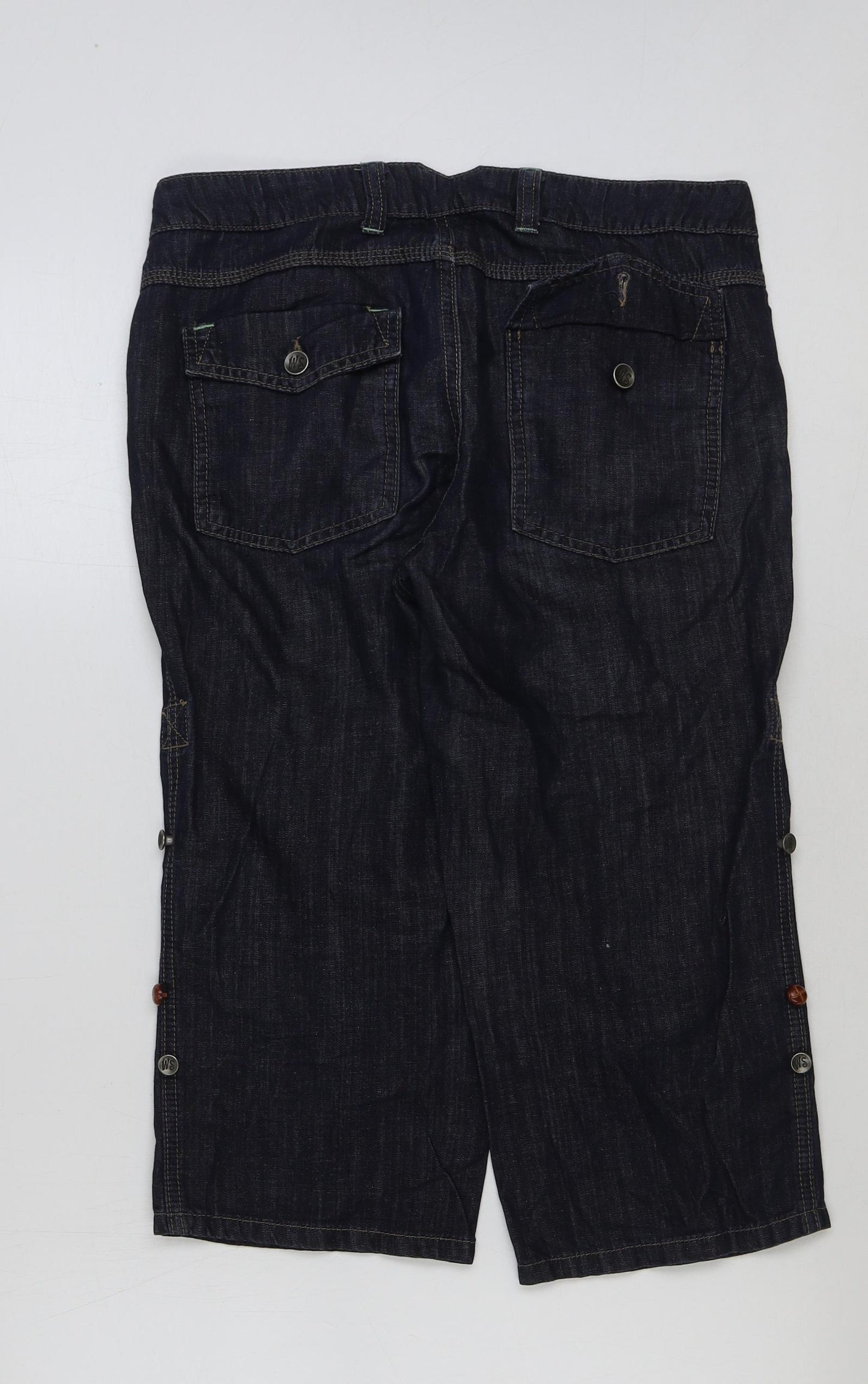 White Stuff Womens Blue Cotton Bermuda Shorts Size 10 L20 in Regular Button