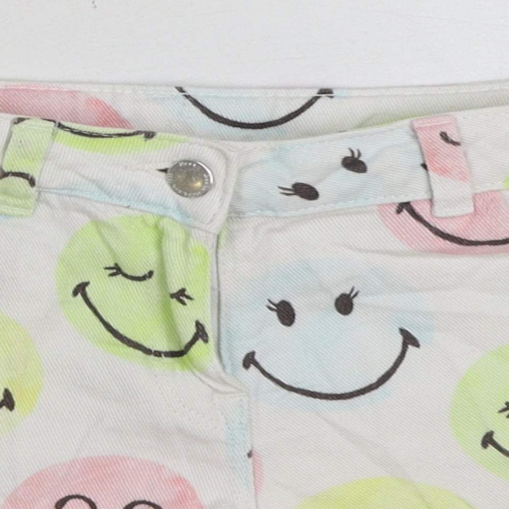 NEXT Girls Multicoloured Geometric Cotton Hot Pants Shorts Size 6 Years Regular Zip - Smile print