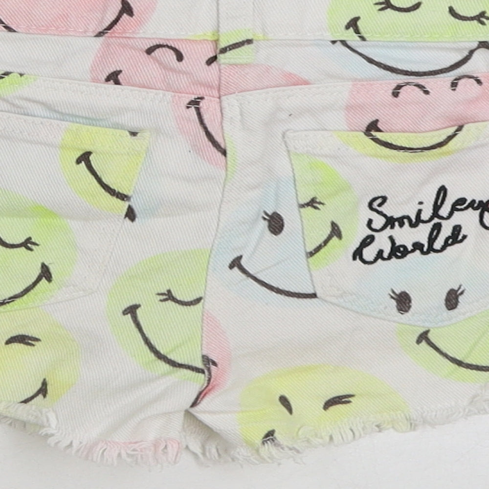 NEXT Girls Multicoloured Geometric Cotton Hot Pants Shorts Size 6 Years Regular Zip - Smile print